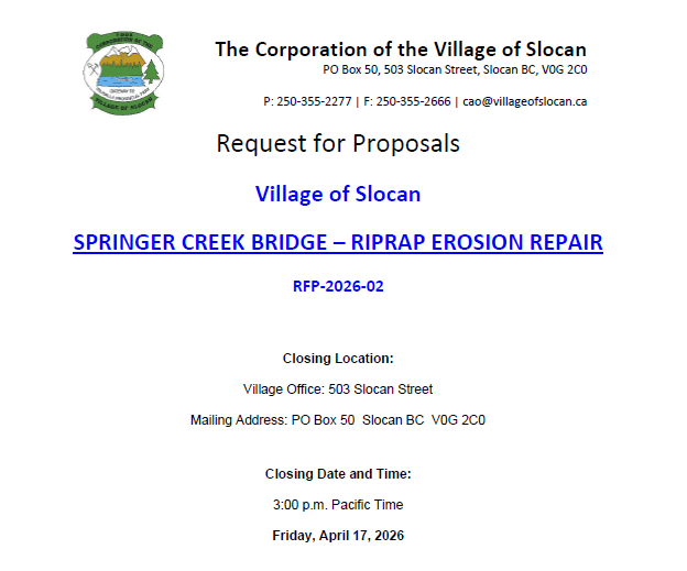 Springer Creek Riprap Erosion Repair RFP